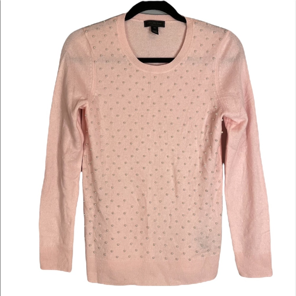 Saks Fifth Avenue 100% Cashmere Pearl Baby Pink Lightweight Sweater Size S - Picture 5 of 14